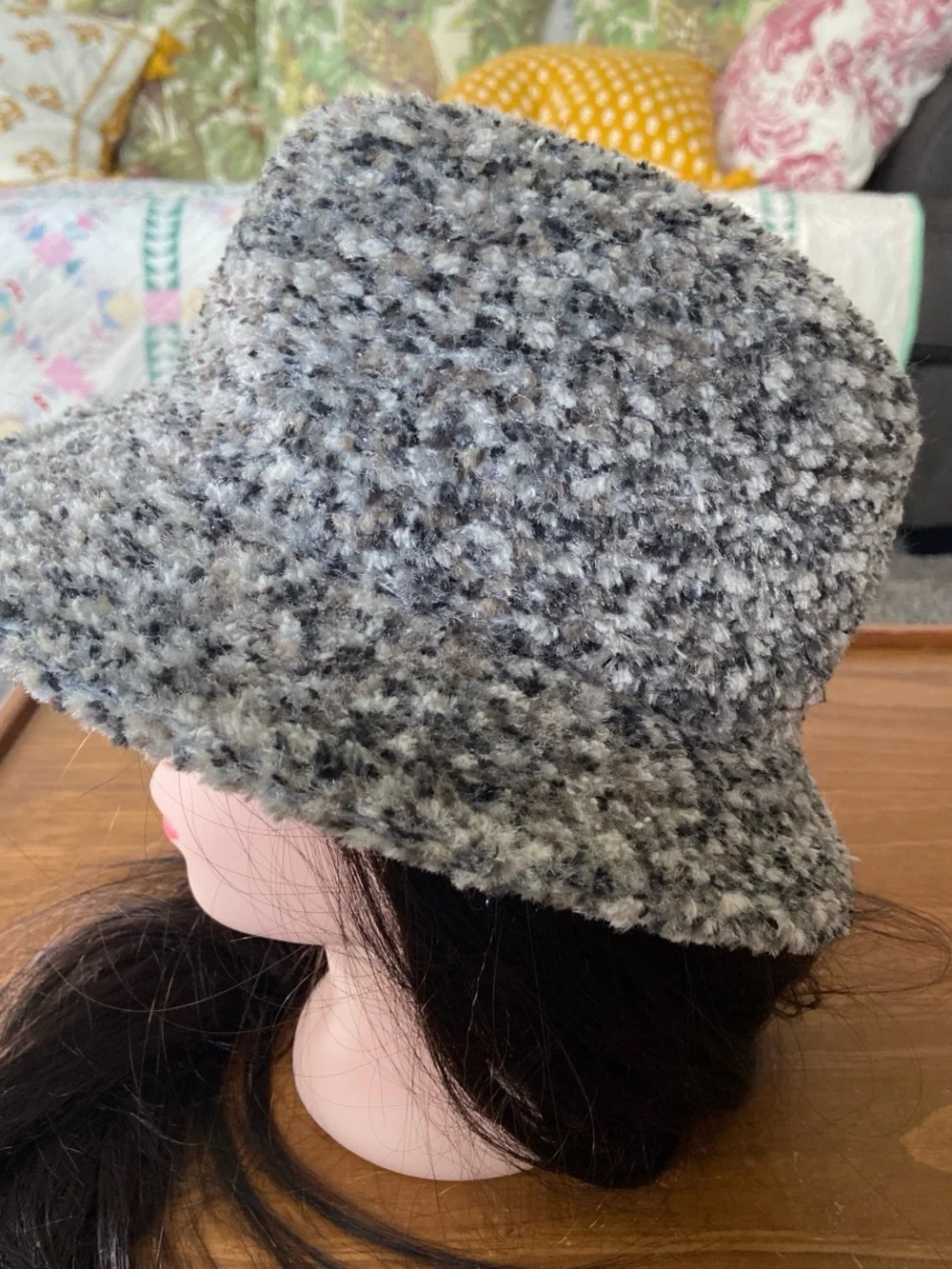 Women's Jeffrey Laurence Textured Bucket Hat - Gray Mix